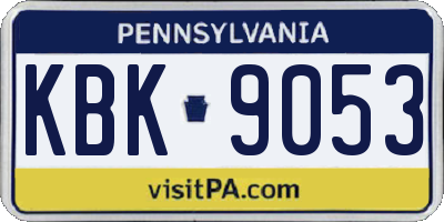 PA license plate KBK9053