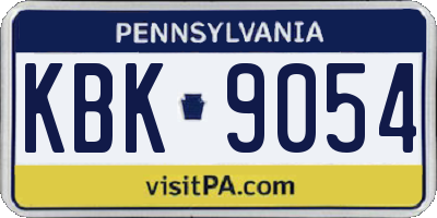 PA license plate KBK9054