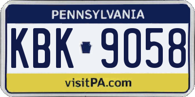 PA license plate KBK9058