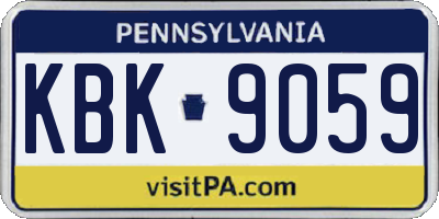 PA license plate KBK9059
