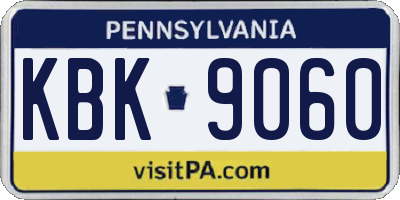 PA license plate KBK9060