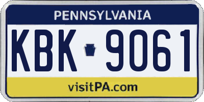 PA license plate KBK9061