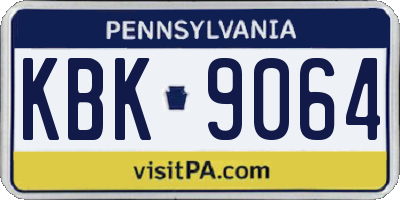 PA license plate KBK9064