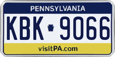 PA license plate KBK9066