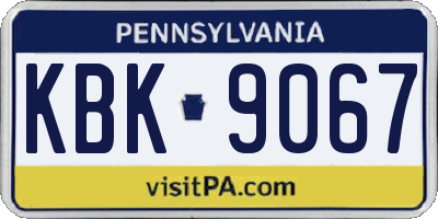 PA license plate KBK9067