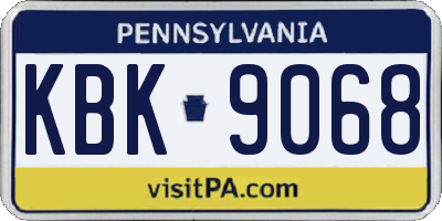 PA license plate KBK9068