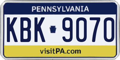 PA license plate KBK9070