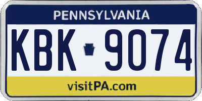 PA license plate KBK9074