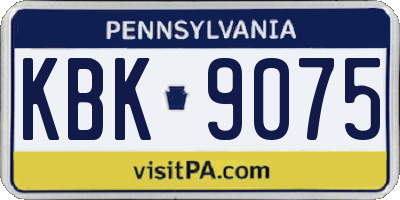 PA license plate KBK9075