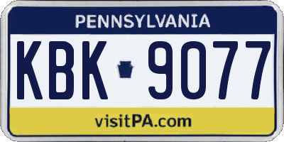 PA license plate KBK9077