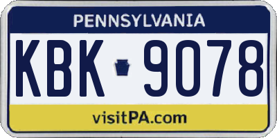 PA license plate KBK9078