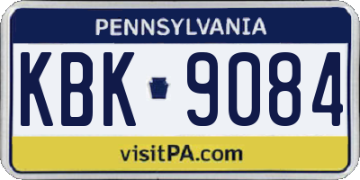 PA license plate KBK9084