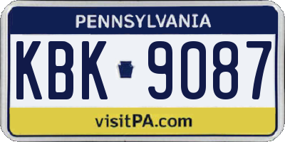 PA license plate KBK9087