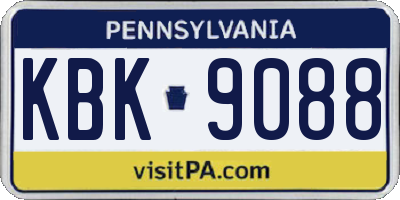 PA license plate KBK9088