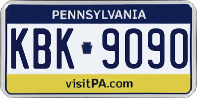 PA license plate KBK9090
