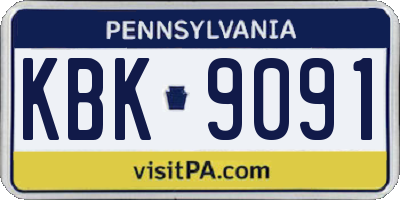 PA license plate KBK9091