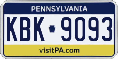 PA license plate KBK9093
