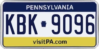 PA license plate KBK9096