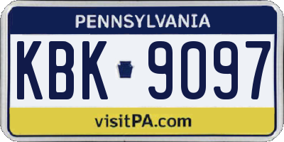 PA license plate KBK9097
