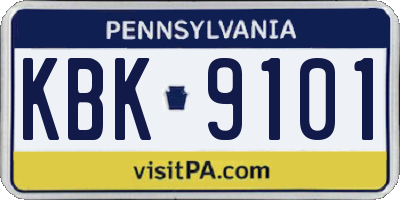 PA license plate KBK9101