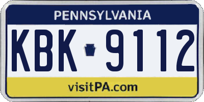 PA license plate KBK9112