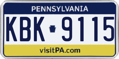 PA license plate KBK9115