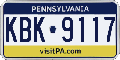 PA license plate KBK9117