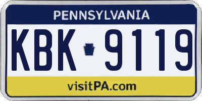 PA license plate KBK9119