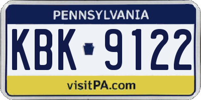 PA license plate KBK9122