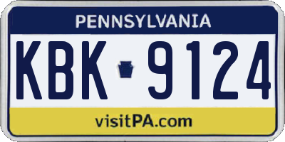 PA license plate KBK9124