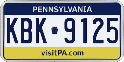 PA license plate KBK9125