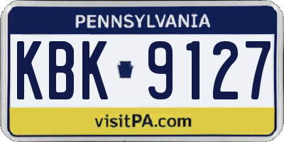 PA license plate KBK9127