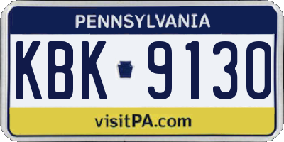PA license plate KBK9130