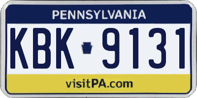 PA license plate KBK9131