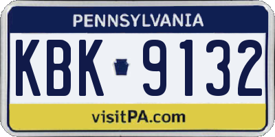 PA license plate KBK9132