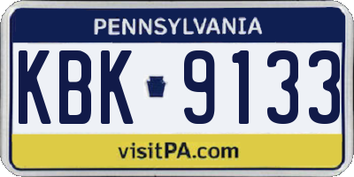 PA license plate KBK9133