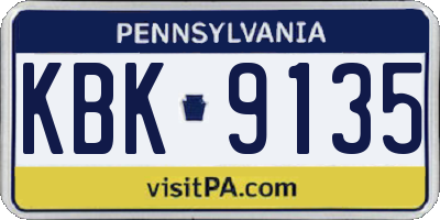 PA license plate KBK9135