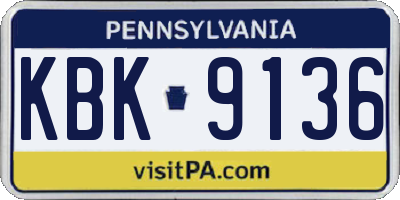 PA license plate KBK9136