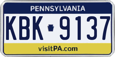 PA license plate KBK9137
