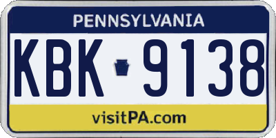 PA license plate KBK9138