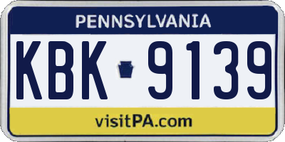 PA license plate KBK9139