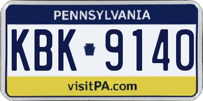 PA license plate KBK9140