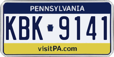 PA license plate KBK9141