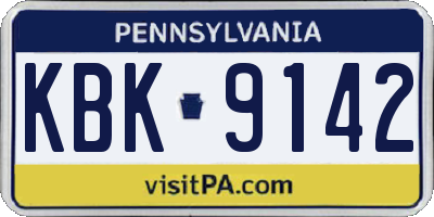 PA license plate KBK9142