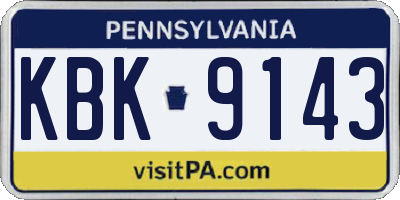 PA license plate KBK9143