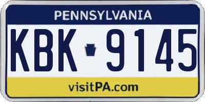 PA license plate KBK9145