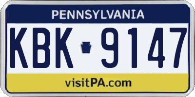 PA license plate KBK9147