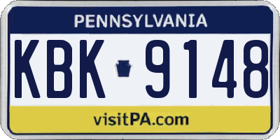 PA license plate KBK9148