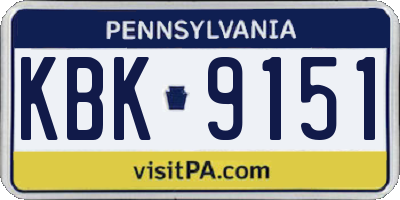 PA license plate KBK9151