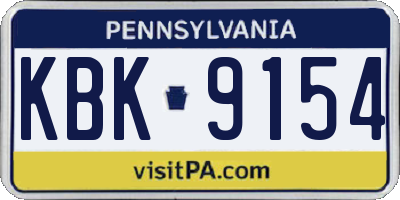 PA license plate KBK9154